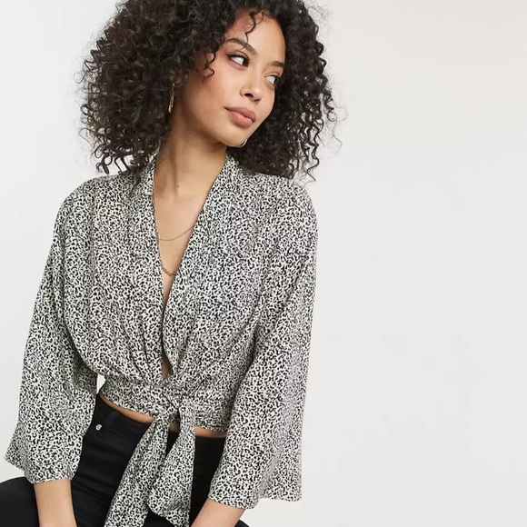ASOS Tops - ASOS leopard print wrap-tie blouse